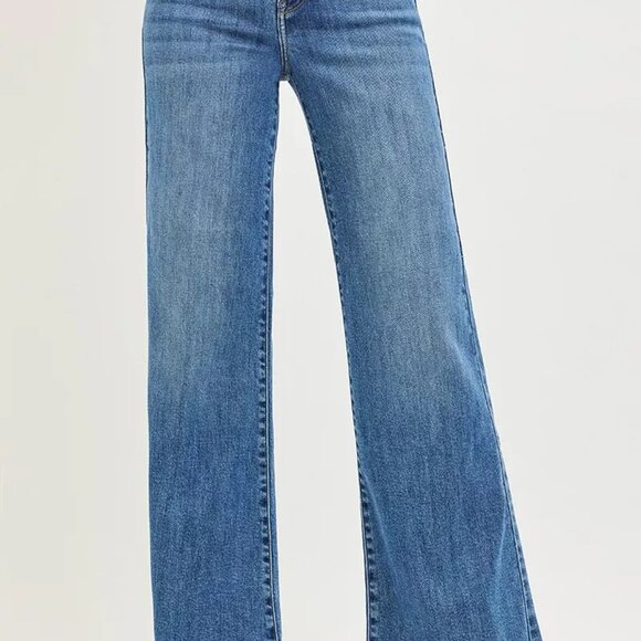 RISEN High Rise‎ Wide Leg Jeans With Released Hem - Picture 6 of 7